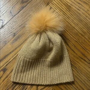 Stylish Tan Knit Beanie with Pom-Pom
